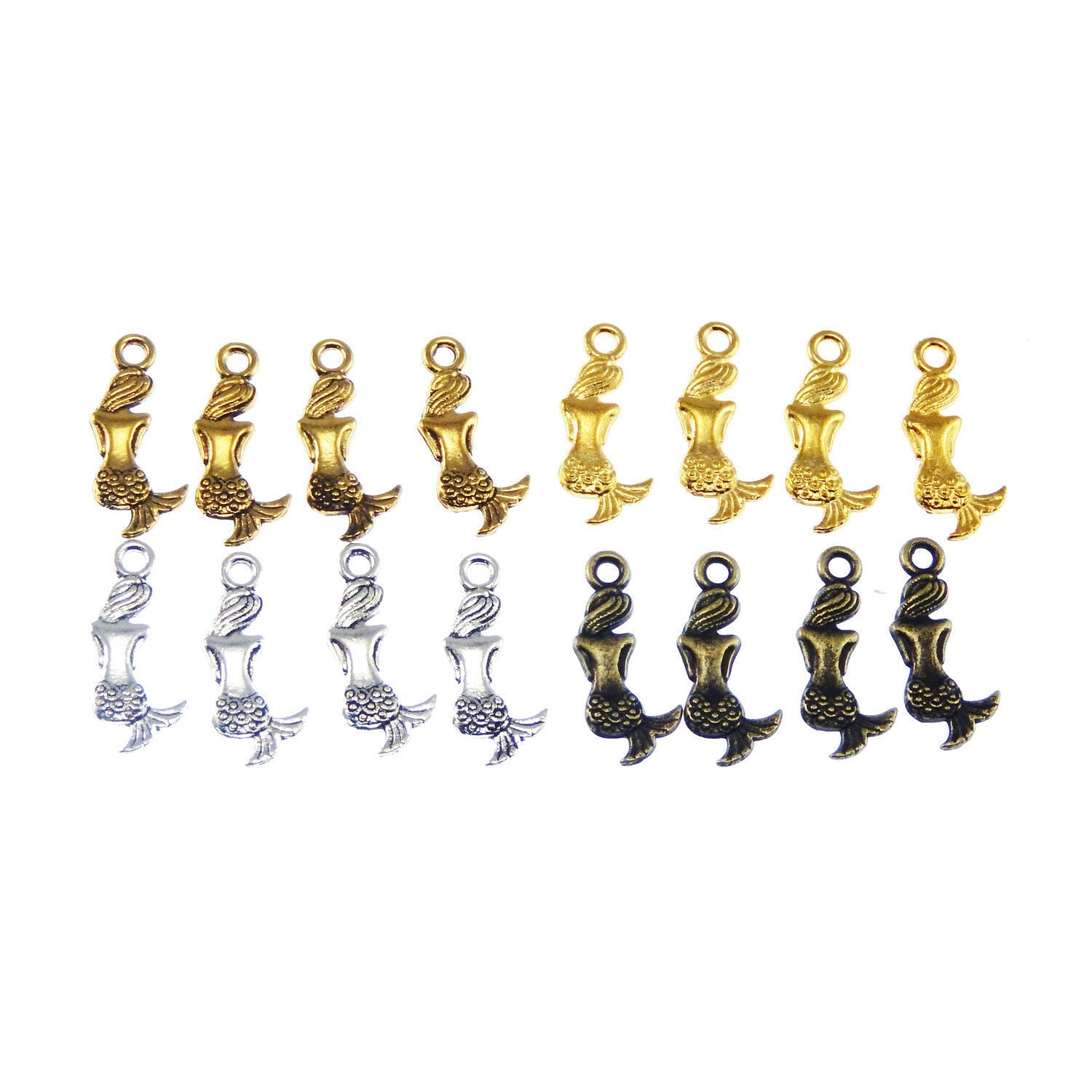 Wholesale 90pcs/lots Mixed Colors Crafts Mini Mermaid Look Alloy Charms Pendants
