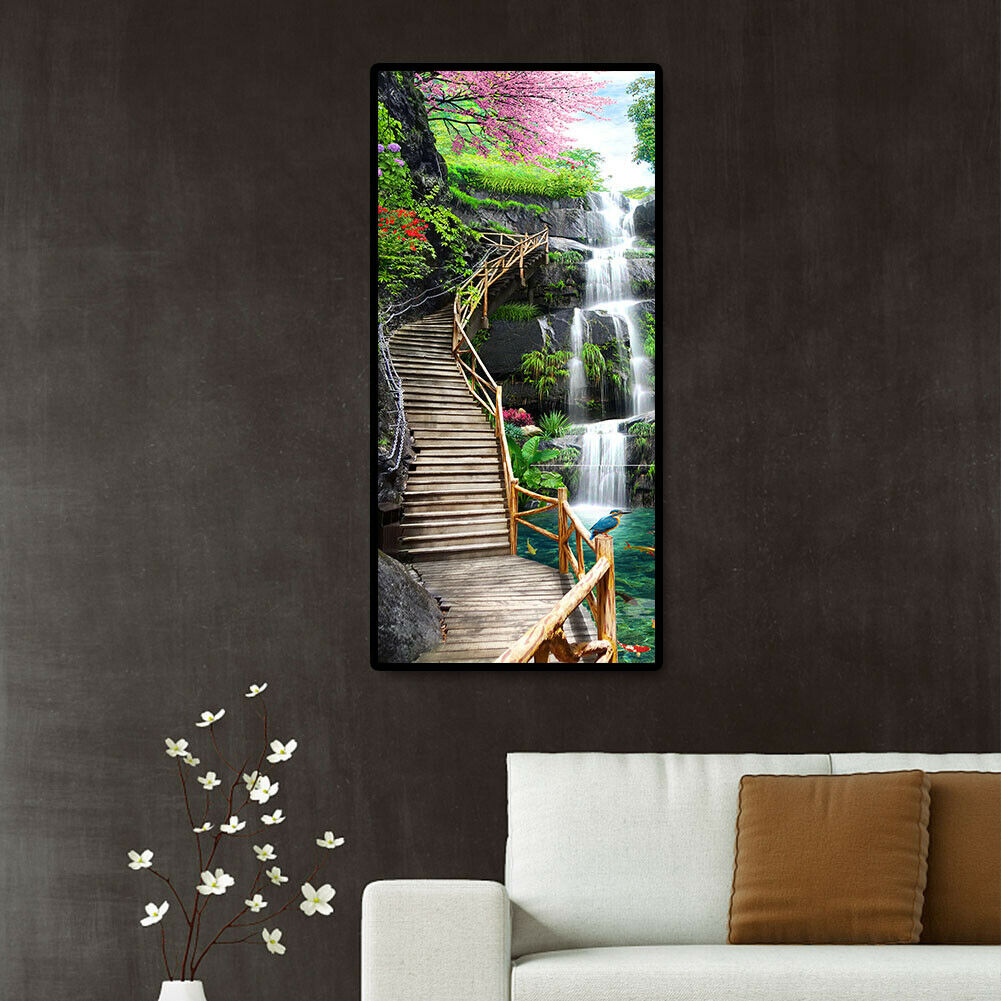 Waterfall Trestle Diamond Painting 5D DIY Full Round Drill Embroidery Craft @