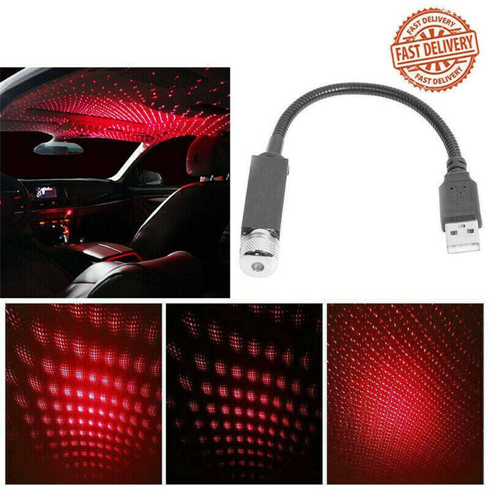 1* USB Car Atmosphere Lamp Interior Ambient Star Light LED Starry Projector Sky