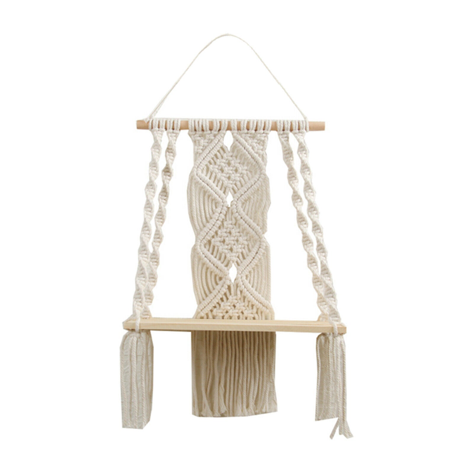 50x30cm Chic Boho Style Tapestry Wall Shelf Cotton Rope Books Plant Rack