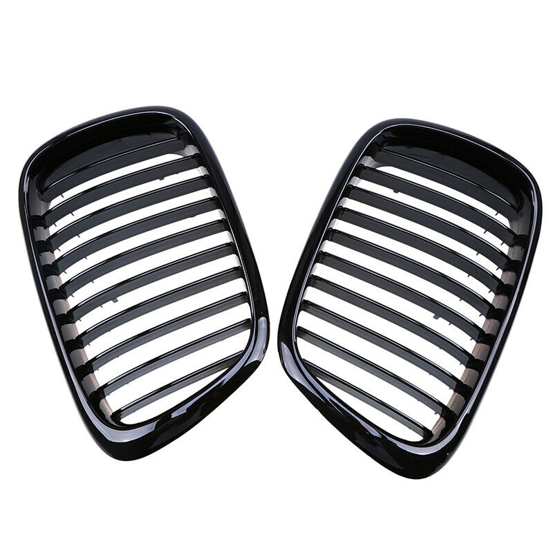 Pair Fit For BMW 5-Series E39 Sedan 1995-2003 Black Front Bumper Kidney Grilles
