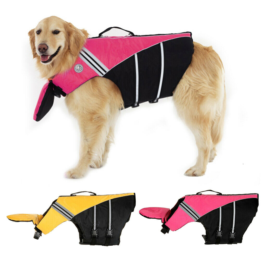 Pet Dog Swimming Safty Vest Clothes Life Jacket Preserver Reflective Yellow