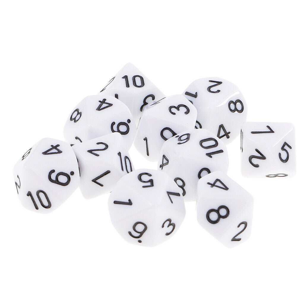 10x Dice D10 Polyhedral Dices Accessory Toys Table Games Lovers Gift Props
