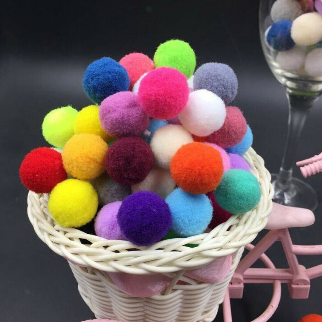 200pcs  Pom Poms Pompom Ball Xmas DIY Decor 20mm10mm