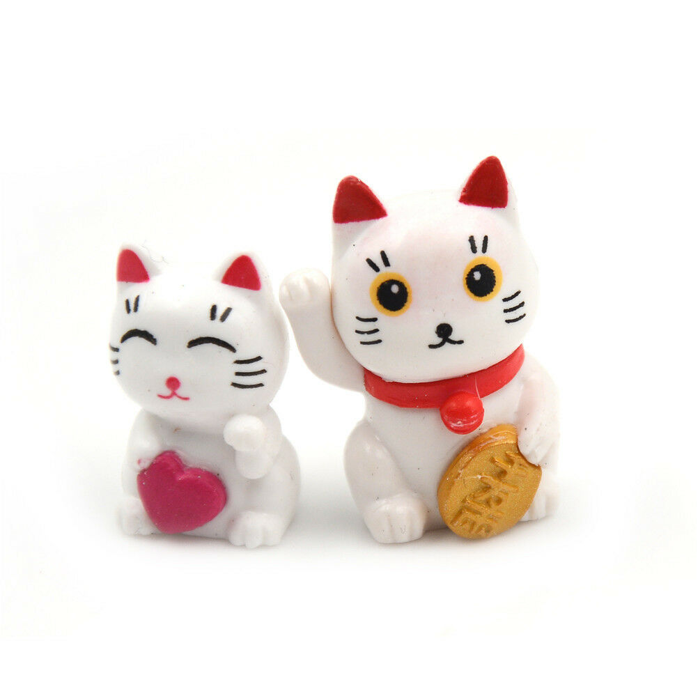 4X Cartoon Lucky Cats Micro Landscape Garden Decorations Miniatures Orname.l8