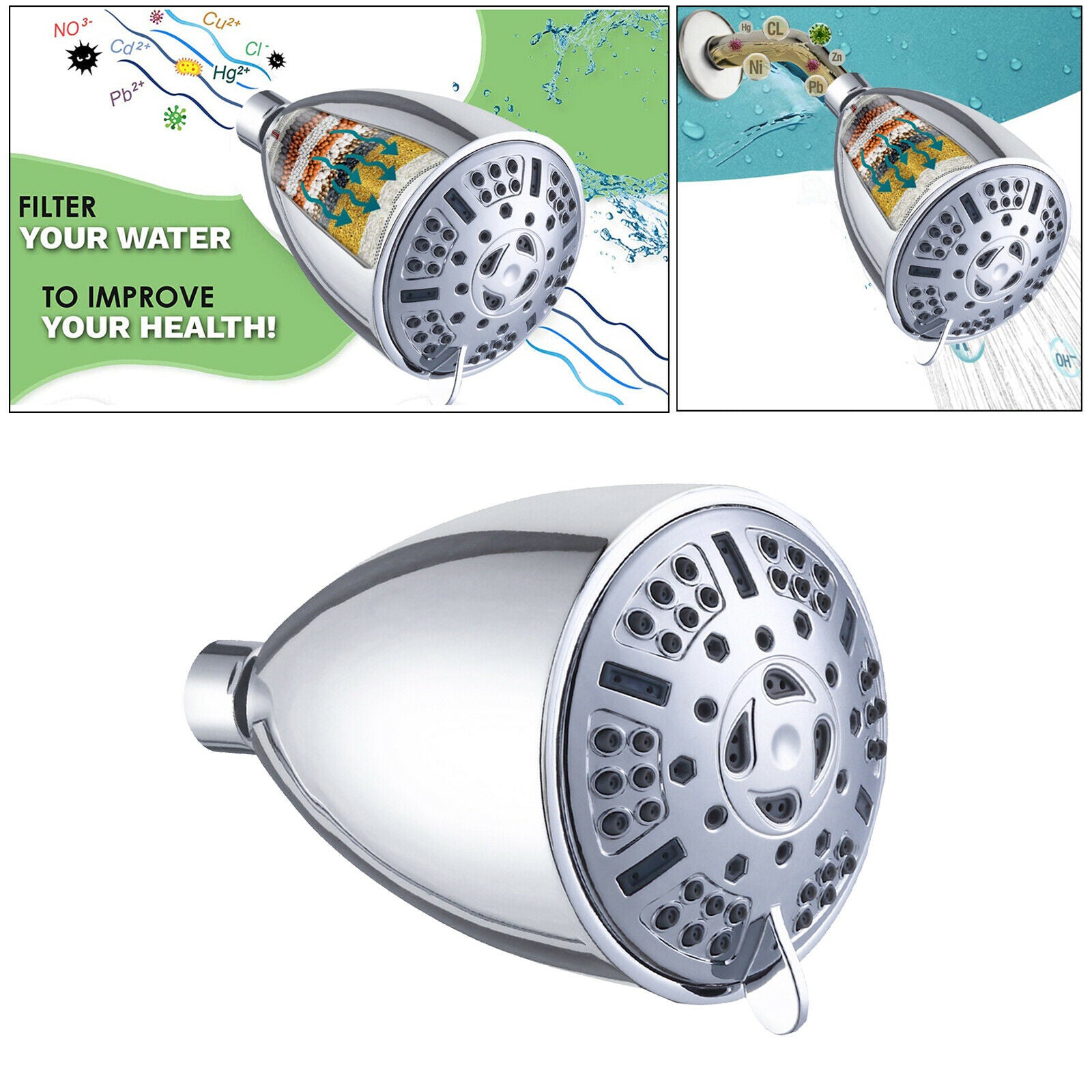 High Output Filtered Shower Head Water Showerheads High-Pressure Accessory