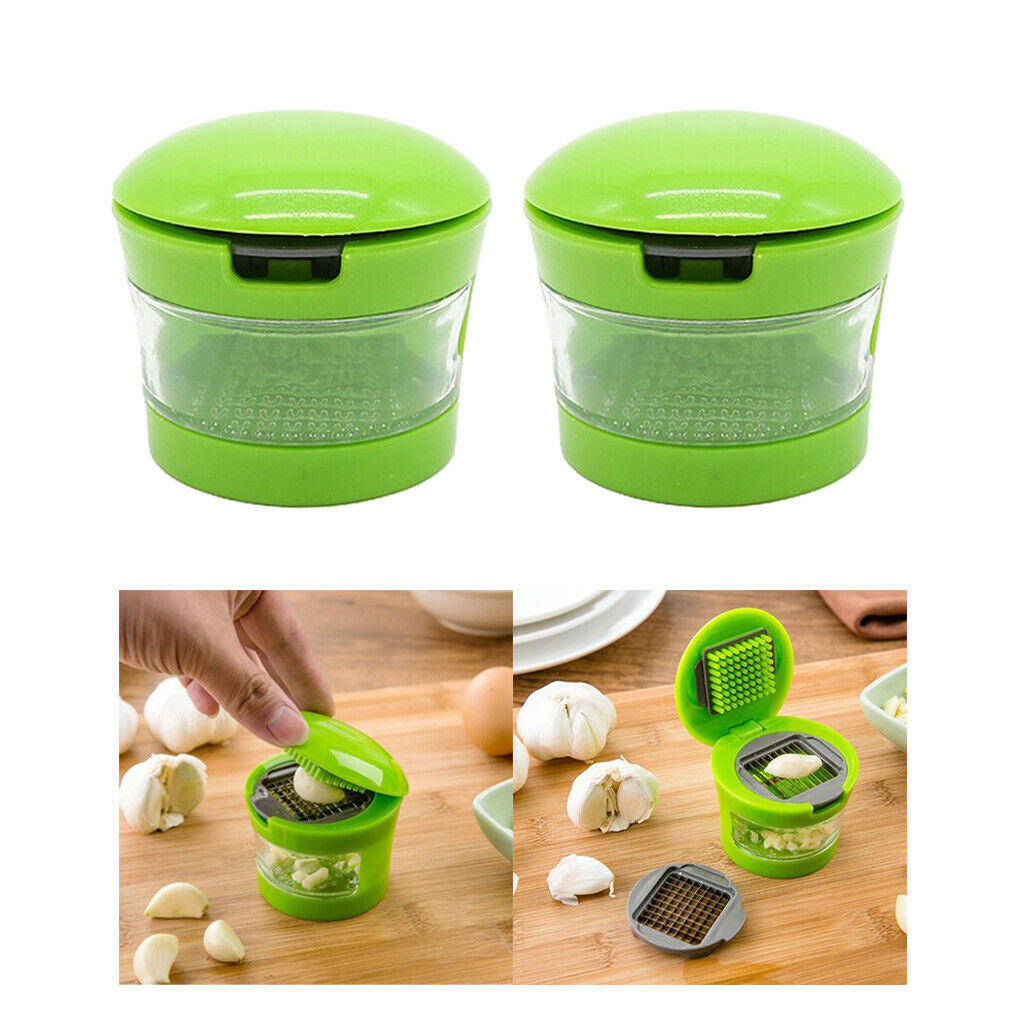 2 Pcs Garlic Press Chopper Manual Ginger Onion Crusher Masher Easy to Use