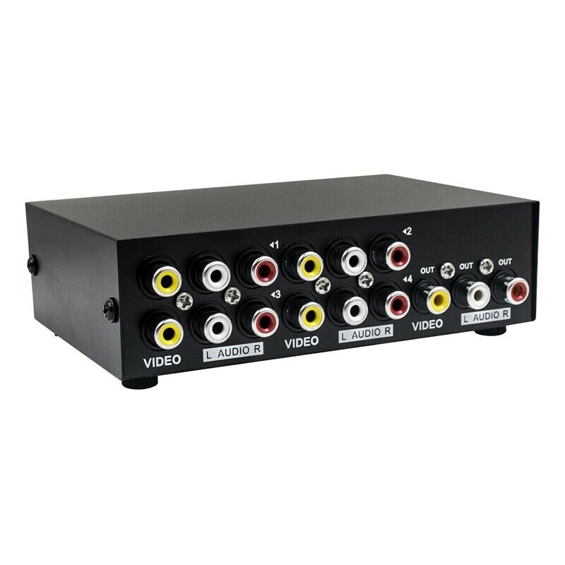 4 Port AV Switch RCA Switcher 4 in 1 Out Composite Video L/R Audio Selector BoF1
