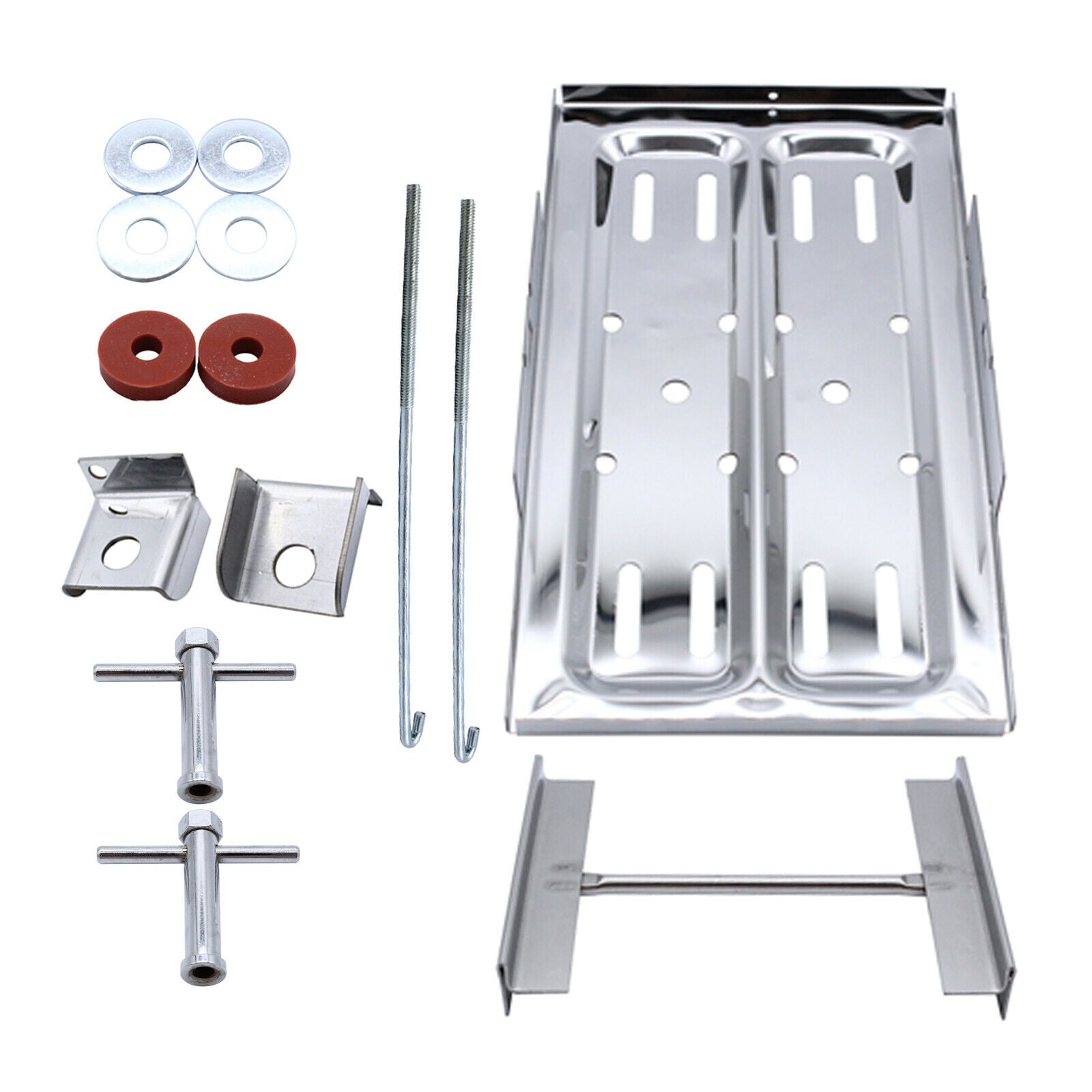 Battery Tray Kit Adjustable Polished Hold Down Clamp Bracket Car Accessories