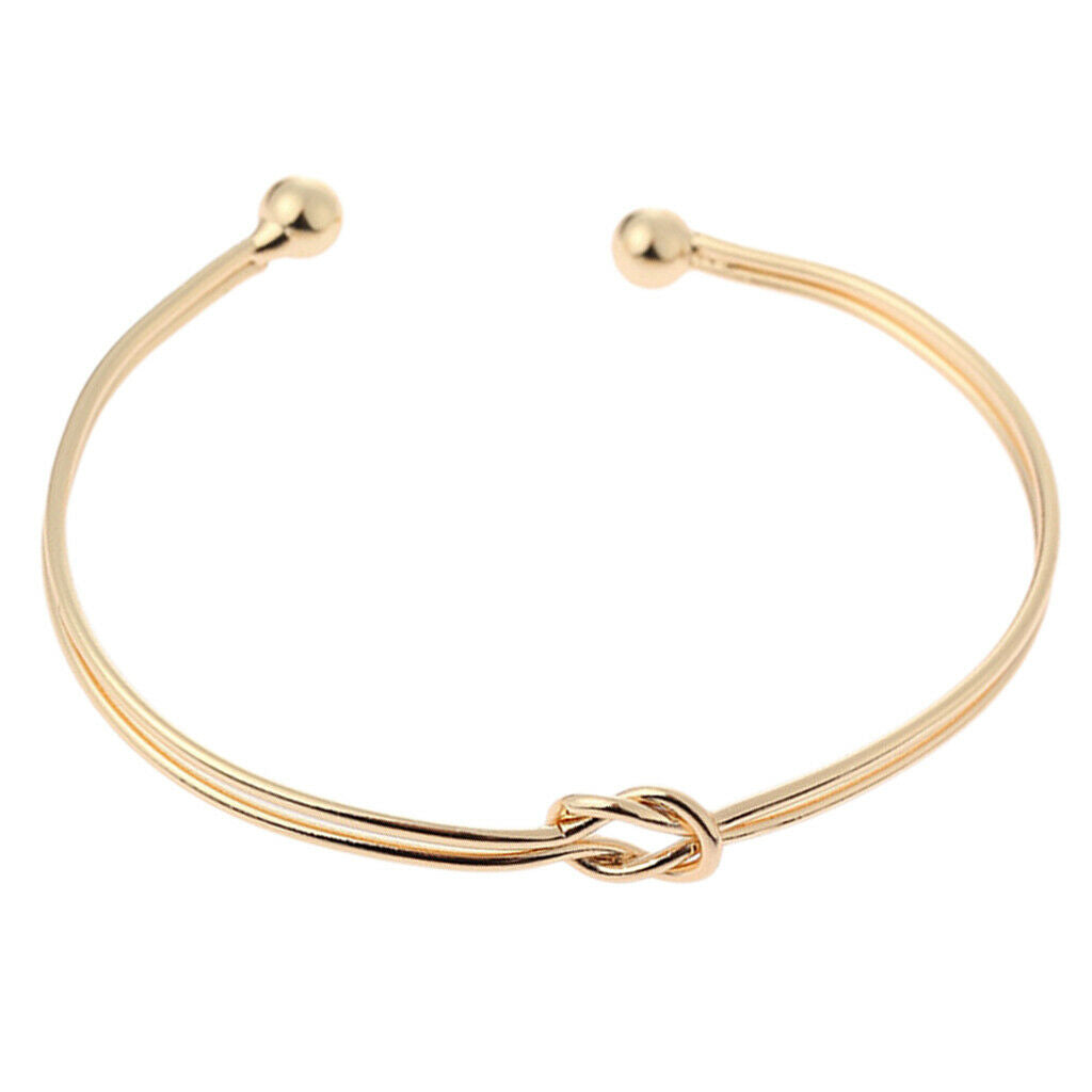 2 Pack Women's Casual Double Wire Knot Open Cuff Bangle Bracelet Wedding