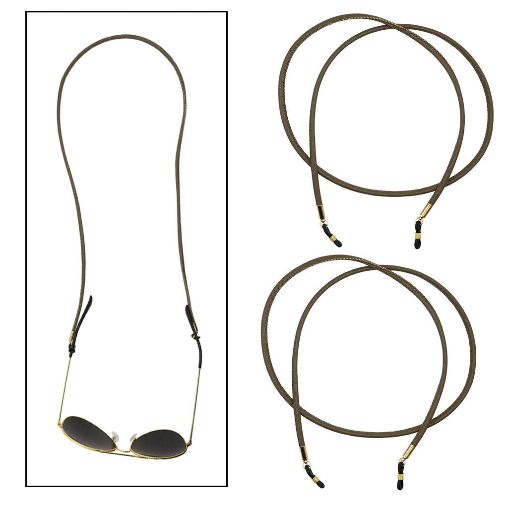 2Pcs PU Leather Cord for Eyeglasses, Reading Glasses, Sunglasses Glasses Strap
