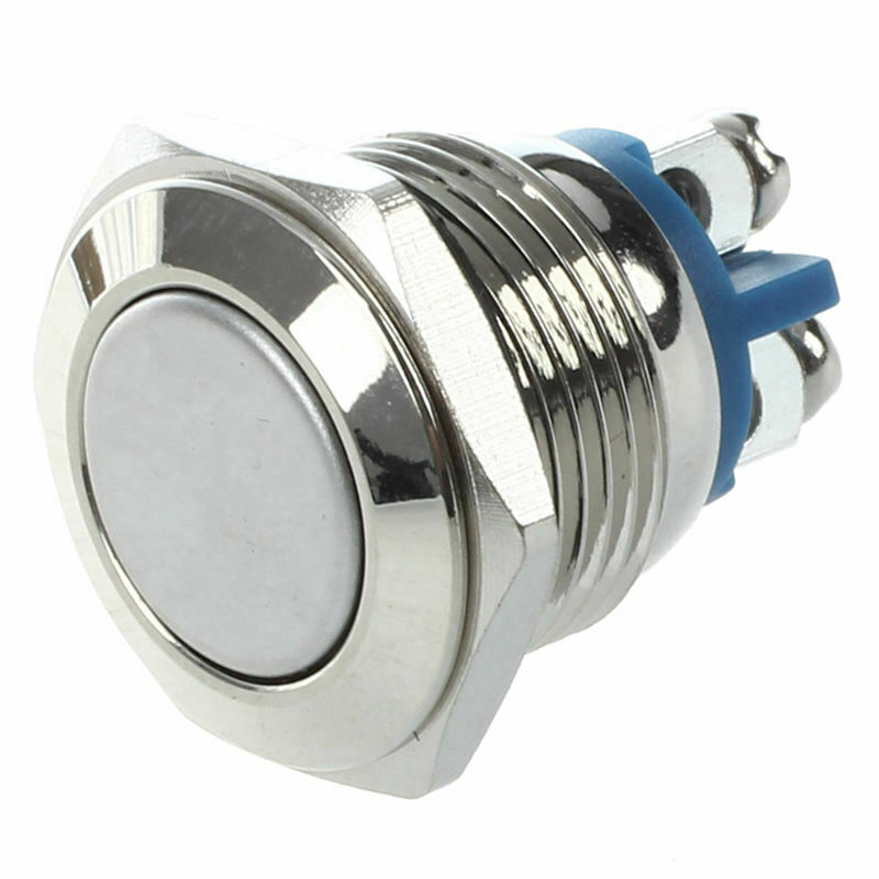 16mm Flush Mounted Momentary SPST Stainless Round Push Button Switch I6S7S7
