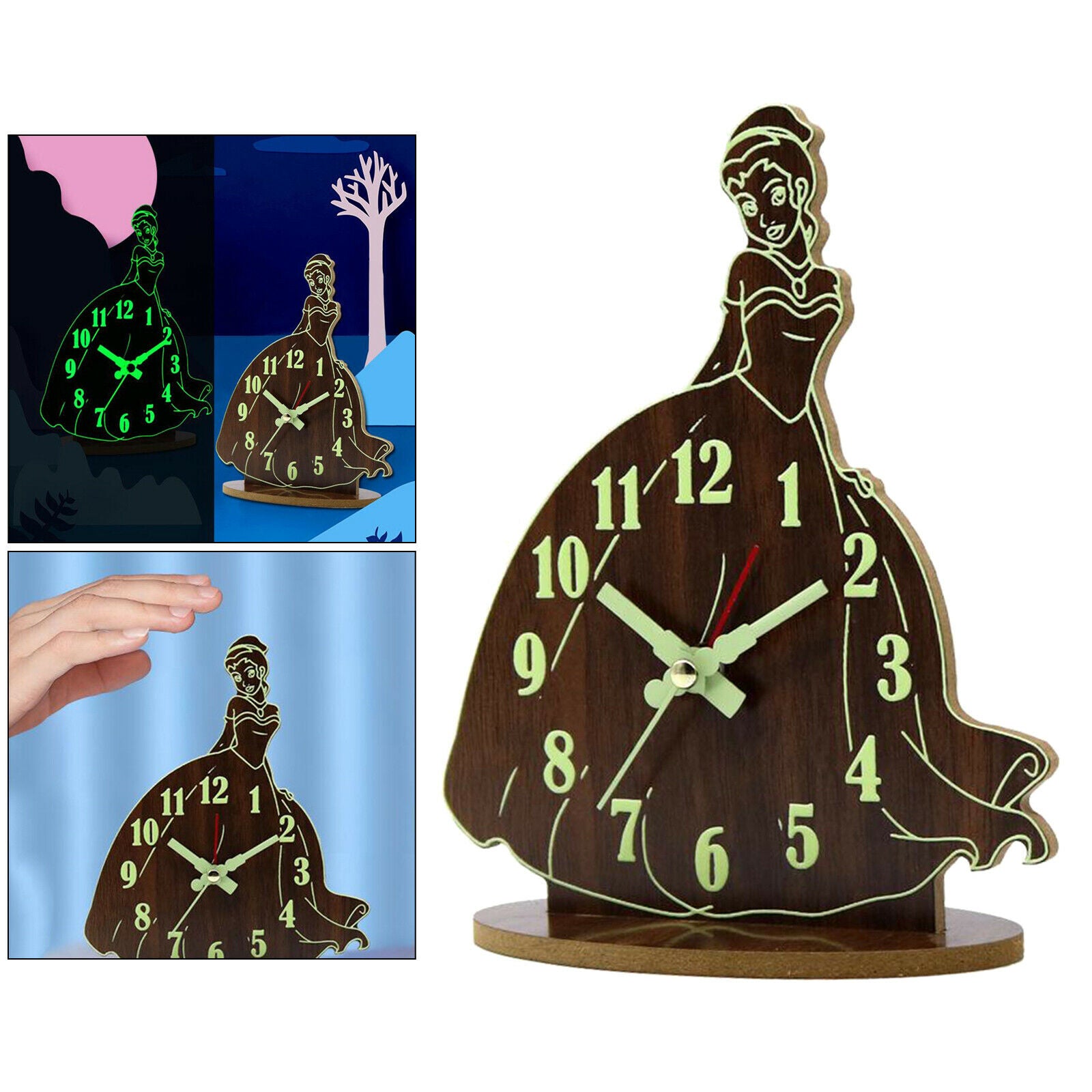 Princess Bell Alarm Clock Mute Movement Bedside Desktop Table Clocks Gifts