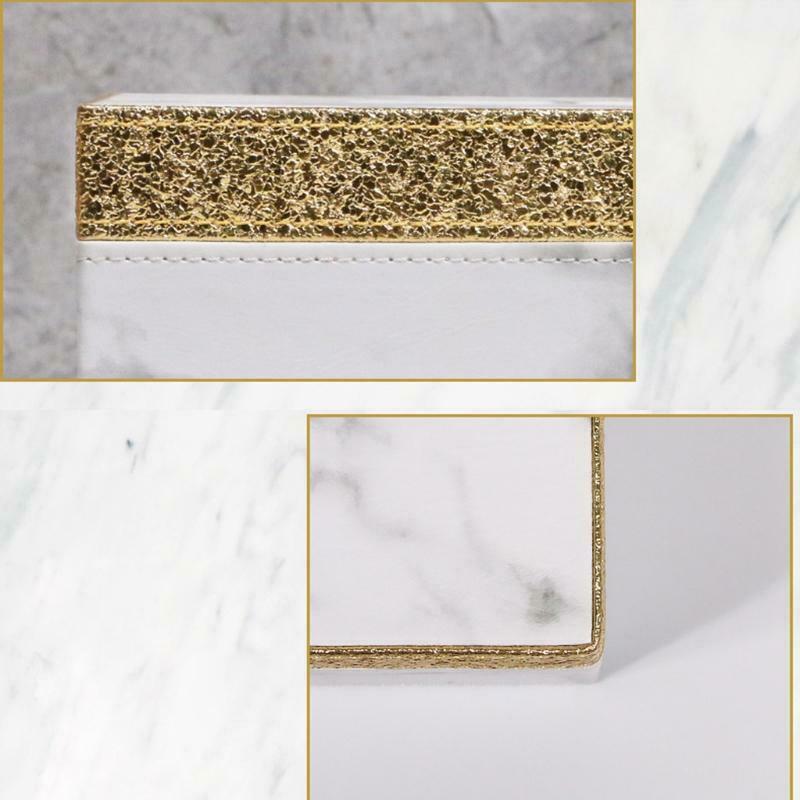 Marble Golden Rim Tissue Box Desktop Paper Towel Holder Napkin Storage Container