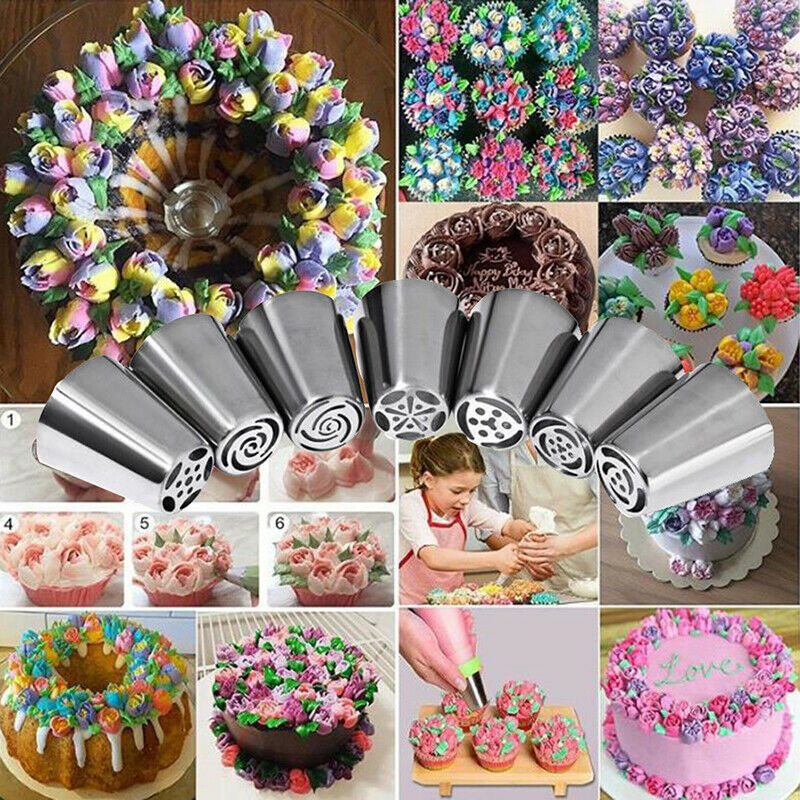 14pc/Set Russian Tulip Icing Piping Nozzles Stainless Steel Cake Decorating _DD