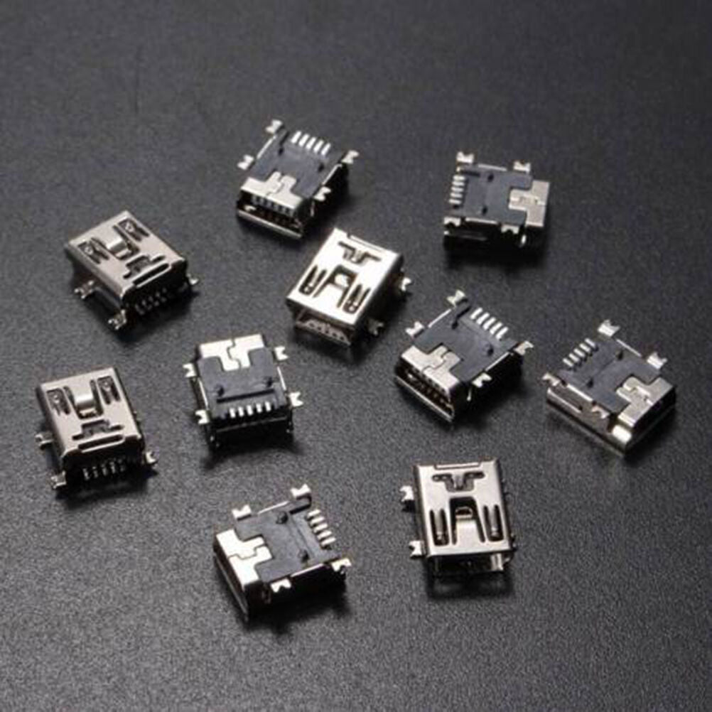 10Pcs Mini USB Female 5Pin B Socket 4 Legs SMT SMD Soldering Connector Port  Tt