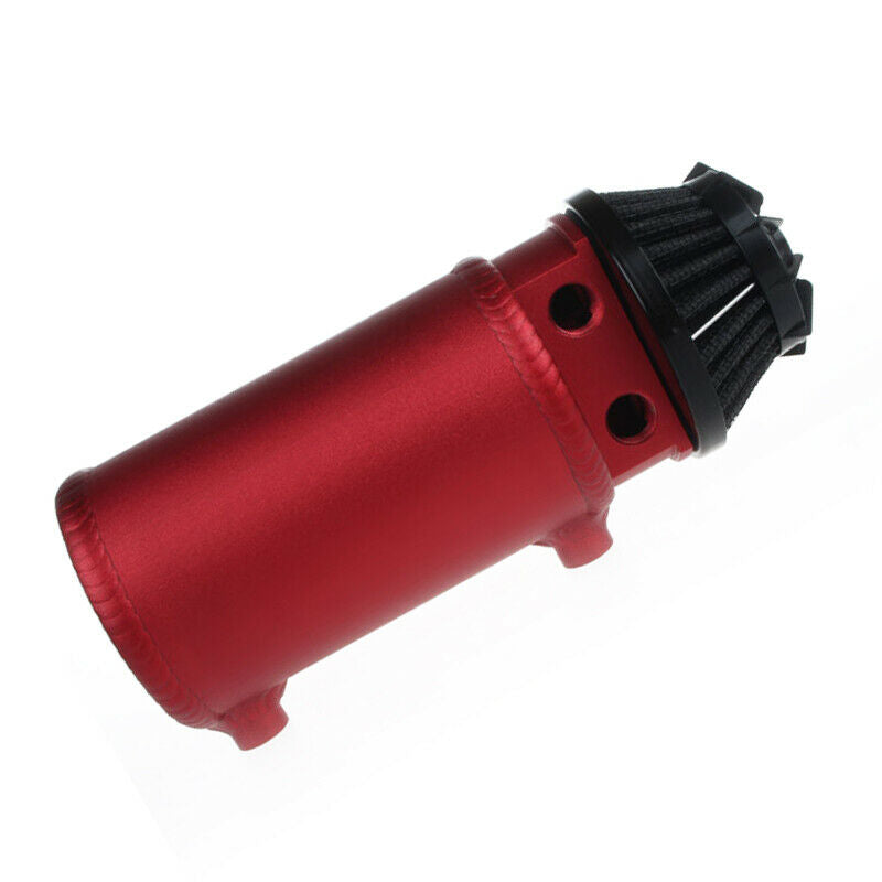 Aluminum Alloy Car Oil Catch Can 2-Port Tank Reservoir w/ Filter Protect Engine