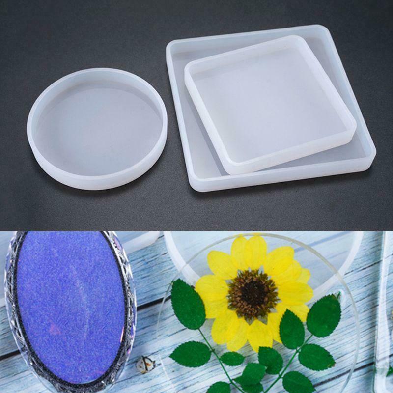 3 Pcs Crystal Epoxy Mold DIY Handmade Mirror Square Round Highlight Silicone