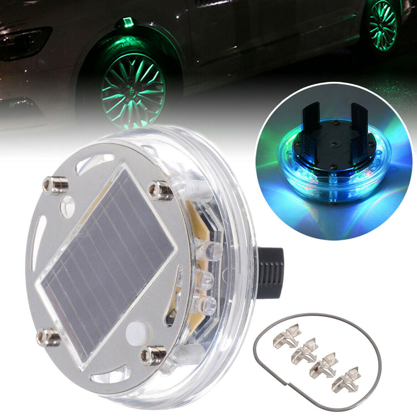 12 LED RGB Car Auto Solar Energy Flash Wheel Tire Light Lamp Decor