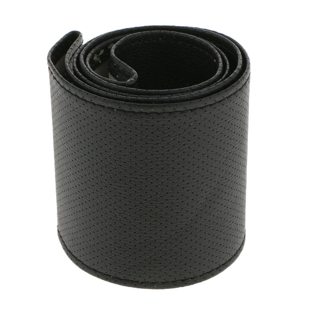 2x Car Truck PU Steering Wheel Cover W/ Needle and Black Thread Black DIY
