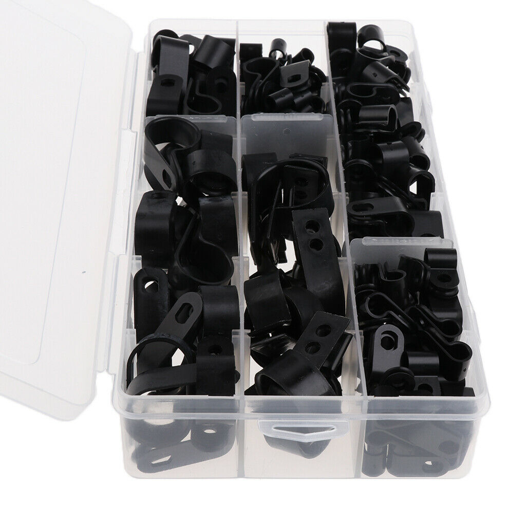 200 Pieces Nylon Screw Wire Clips R-type Cable Clamp Fasteners Tubing Clips