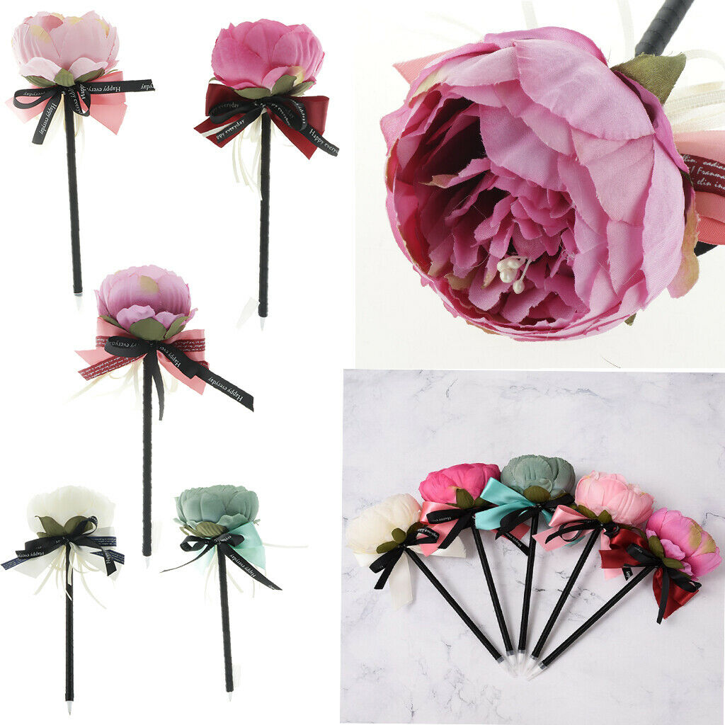Silk Flower Guest Book Signing Pen Wedding Banquet Party Supplies Green