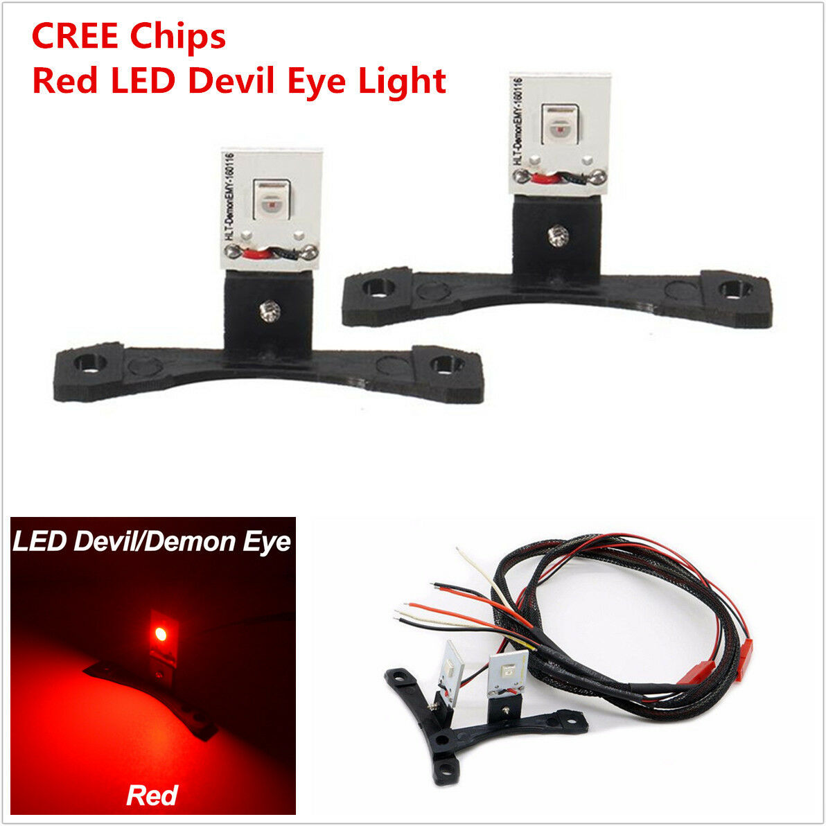 Pair  LED Devil Demon Red Eye Module For Auto Car Headlights Projector Lens