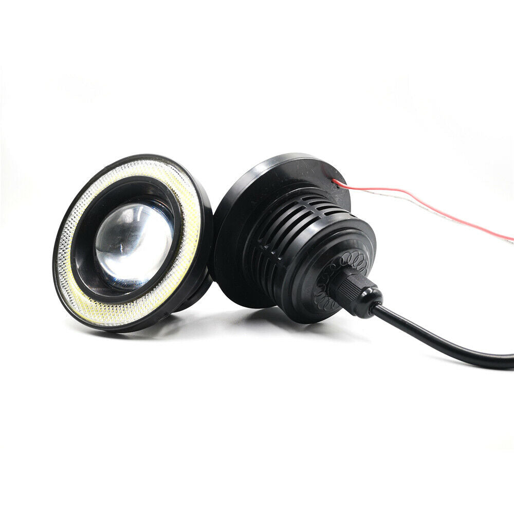 2.5" 64mm Car White LED COB Halo Angel Eye Halo Ring Fog Light Projector Lamp