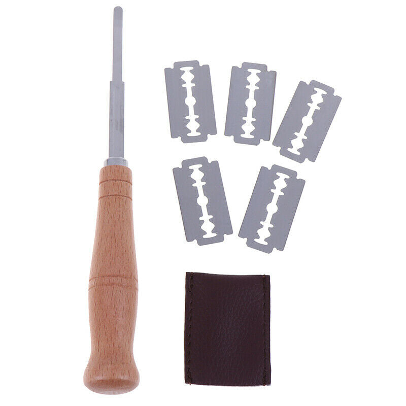 5 Blades Bread Bakers Lame Slashing Tool Dough Making Cutter Wood Handle .l8