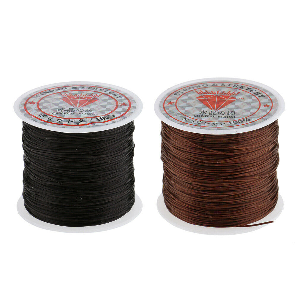 Pack of 2 Wig Weaving Thread Bracelet Necklace Sewing String Black+Brown