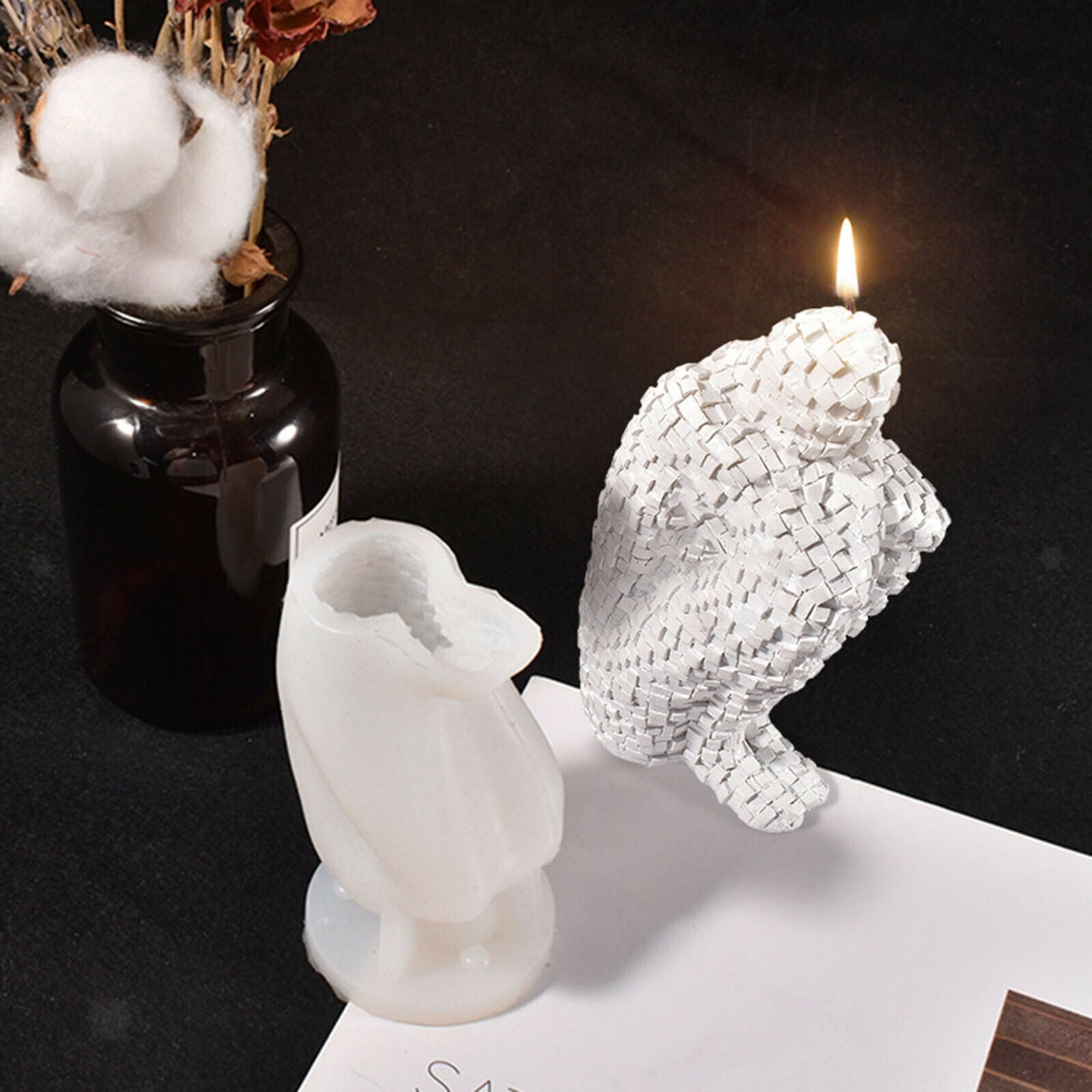Candle Making Molds Thinker Human Mosaic Wax Soap Mold for DIY Decoration