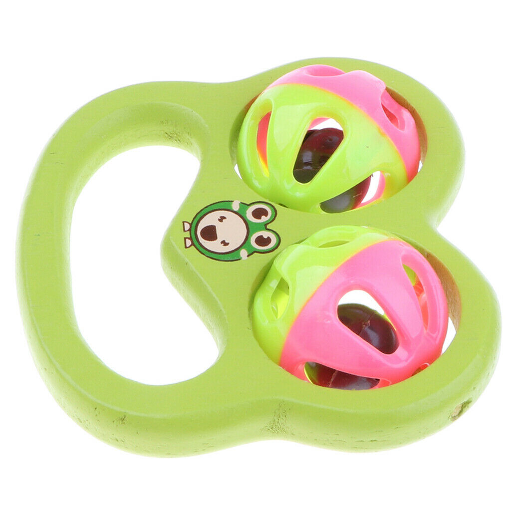 Montessori Wooden Baby Rattle Handbell Early Educational Grasping & Teething