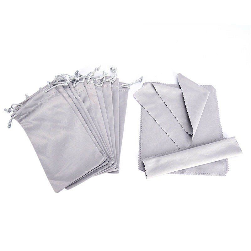 Sunglasses Glasses Eyewear Pouch Soft Carry Case Bag drawstring+ Cleaning Cl Pb