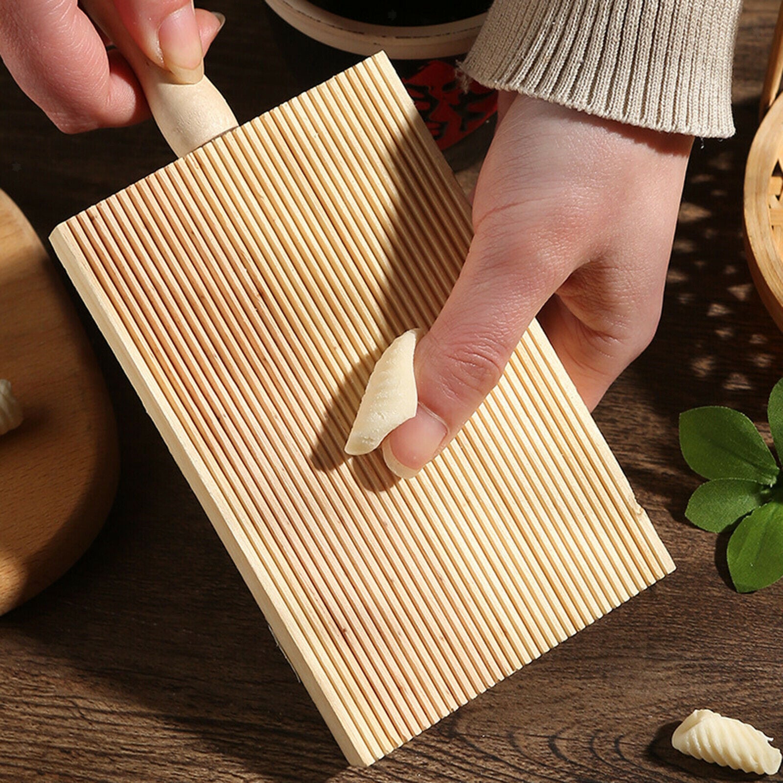 Wood Pasta Board Homemade Cooking Home Pasta Gnocchi Stick Roller Tool
