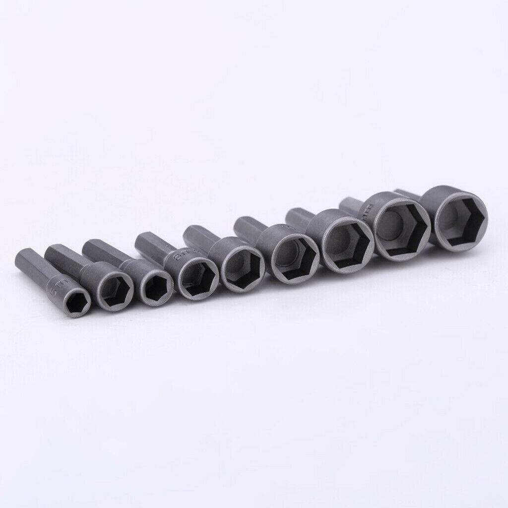 1 Set of 9 Pieces 1/4-Inch Hex Shank Magnetic Power Nut Driver Metric (5mm -