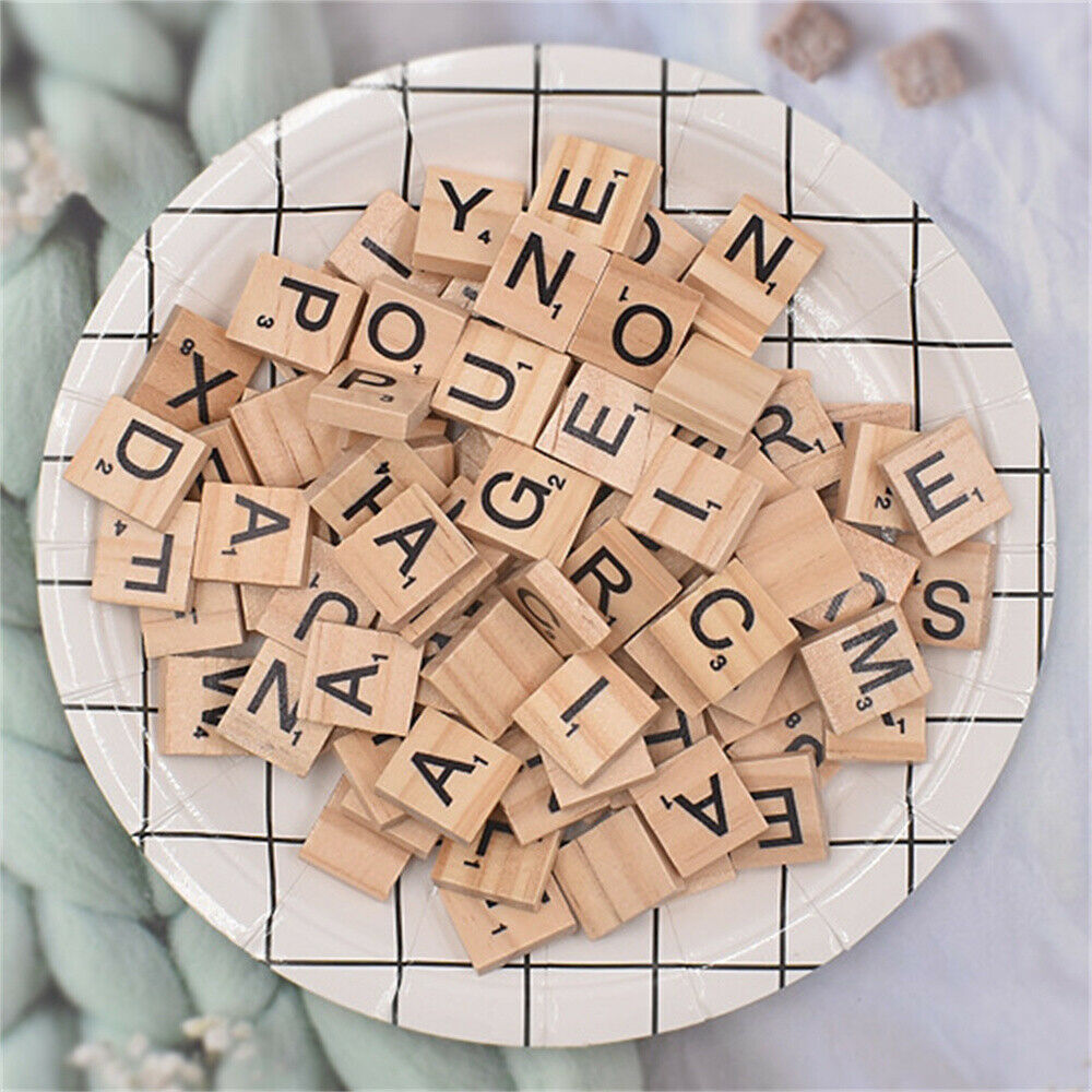 100 pcs Alphabet Wood Pieces Ornament DIY Crafting Letters Decorations 20*18*5mm