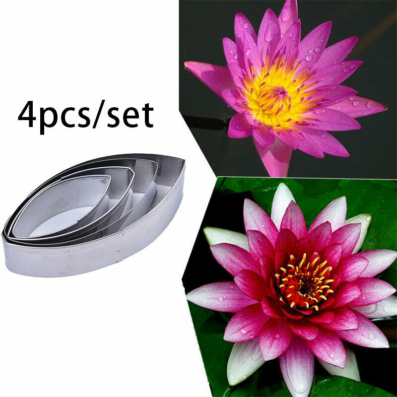 4pcs Lotus Flower Shape Mold Mousse Ring Mold Stainless Steel Cake Cutter.l8