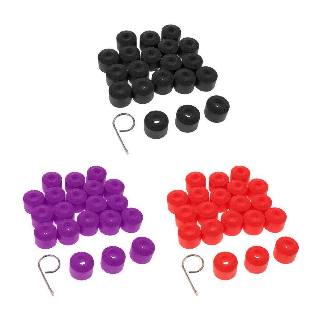 60x Wheel Nut Bolt Tire Screw Dust Cover+Tool for VW Golf Red+Black+Purple