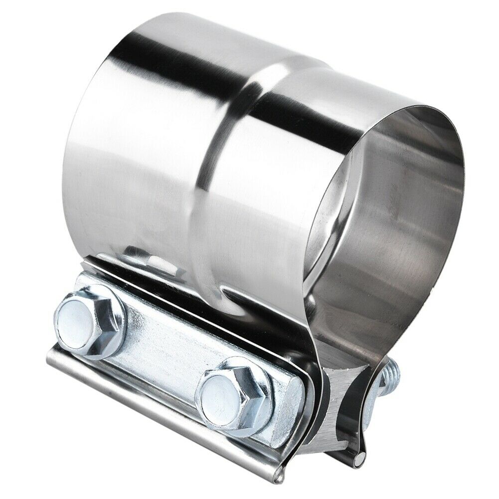 2.5"/66mm Clamp-On Stainless Exhaust Pipe Connector Sleeve Joiner Clamps Kit Set