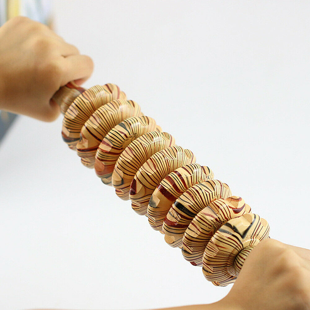 Wooden Roller Trigger Point Stick Body Therapy Massager Wand Muscle Relief Tools
