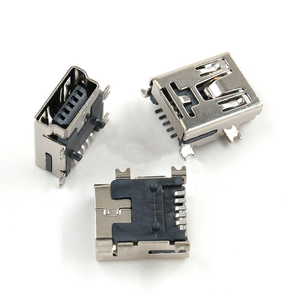 20Pcs Mini USB Socket 5P Female Port Placement Connector Replacement Part Supply