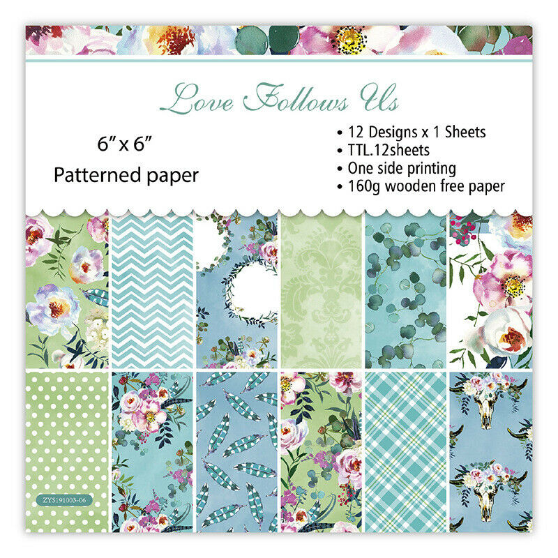 12x Flower Paper Pad Single-sided Scrapbooking Journal Photo Album Card Craft
