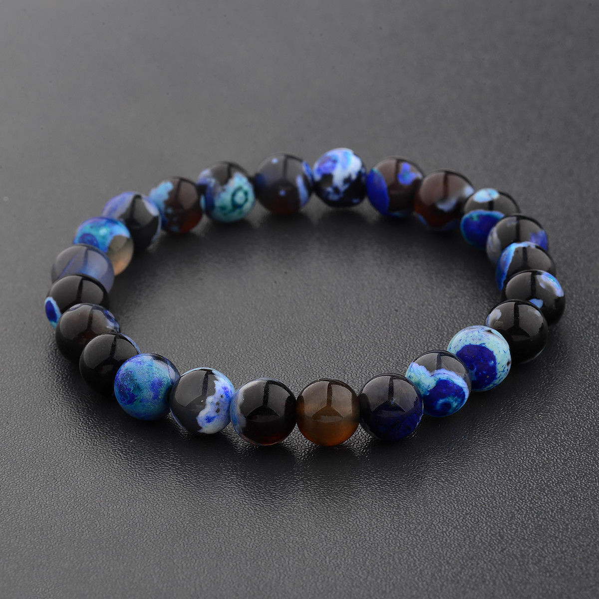 8MM Man Wowan Fashion Mini Blue Beaded Cuff Charm Bangle Natural Stone Bracelets