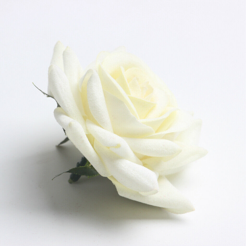 10 Pcs Velvet Arificial Flower Heads White Wedding Ceremonial Decoration
