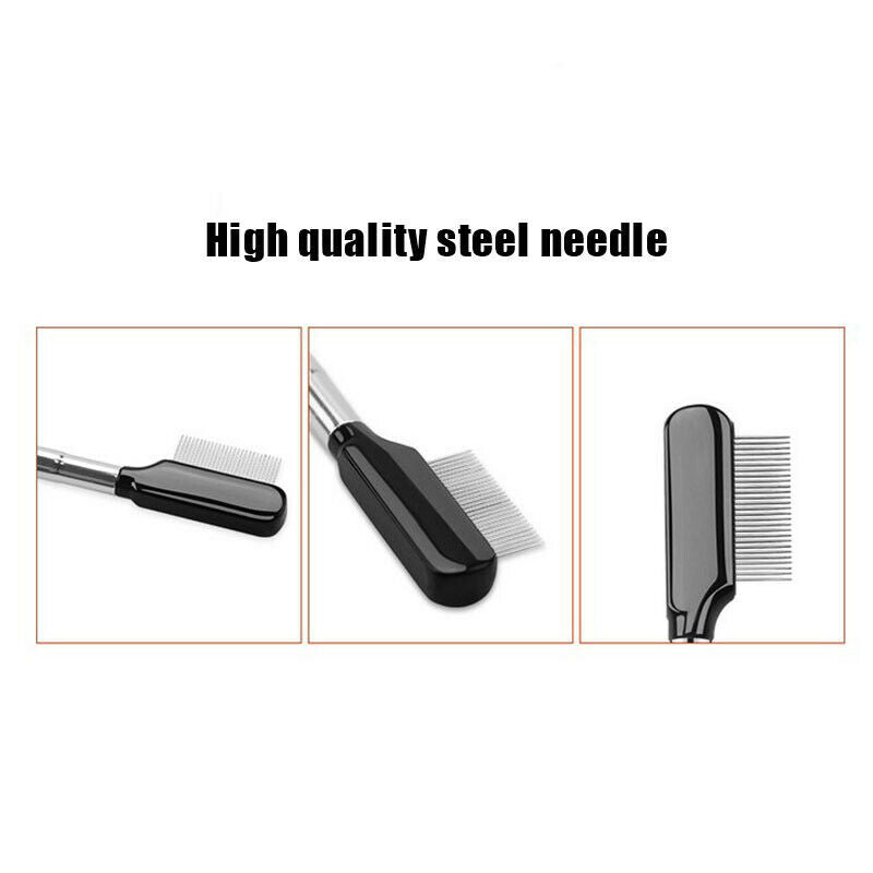 Steel Eyebrow Eyelash Dual-Comb Extension Brush Metal Comb Cosmetic Makeup TFCA