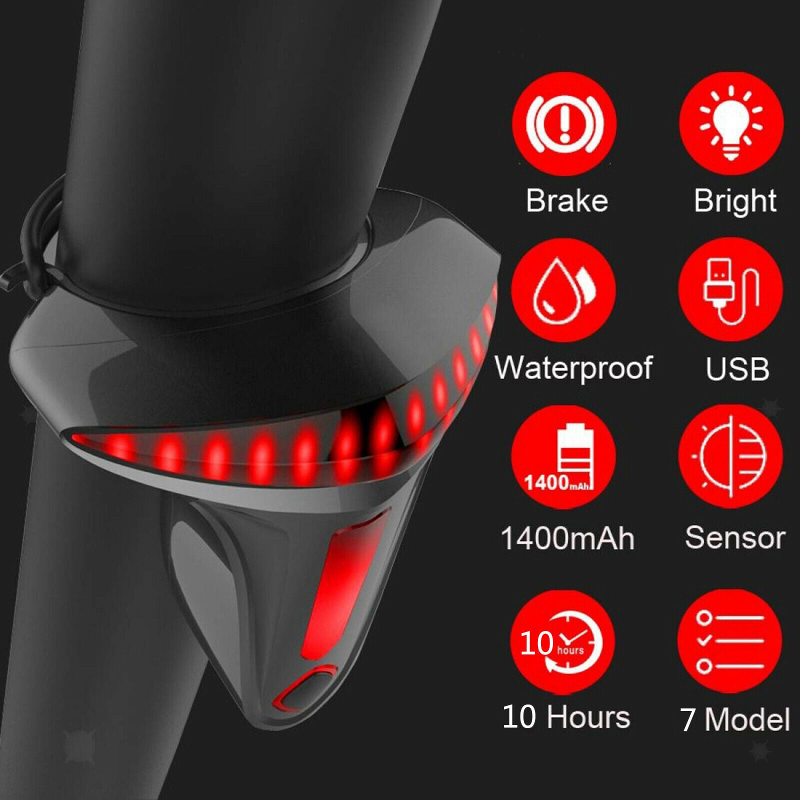 Smart Brake Sensor Light USB Rechargeable Bicycle Taillight Rear Safety Lamp