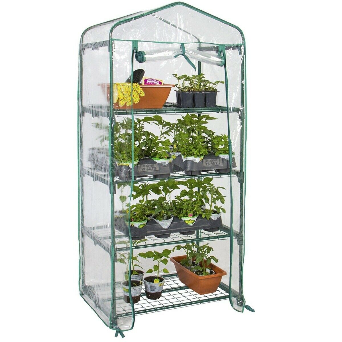 4 Tier Greenhouse Mini Outdoor/Indoor Garden Plant Walk in Grow PVC Cover  *