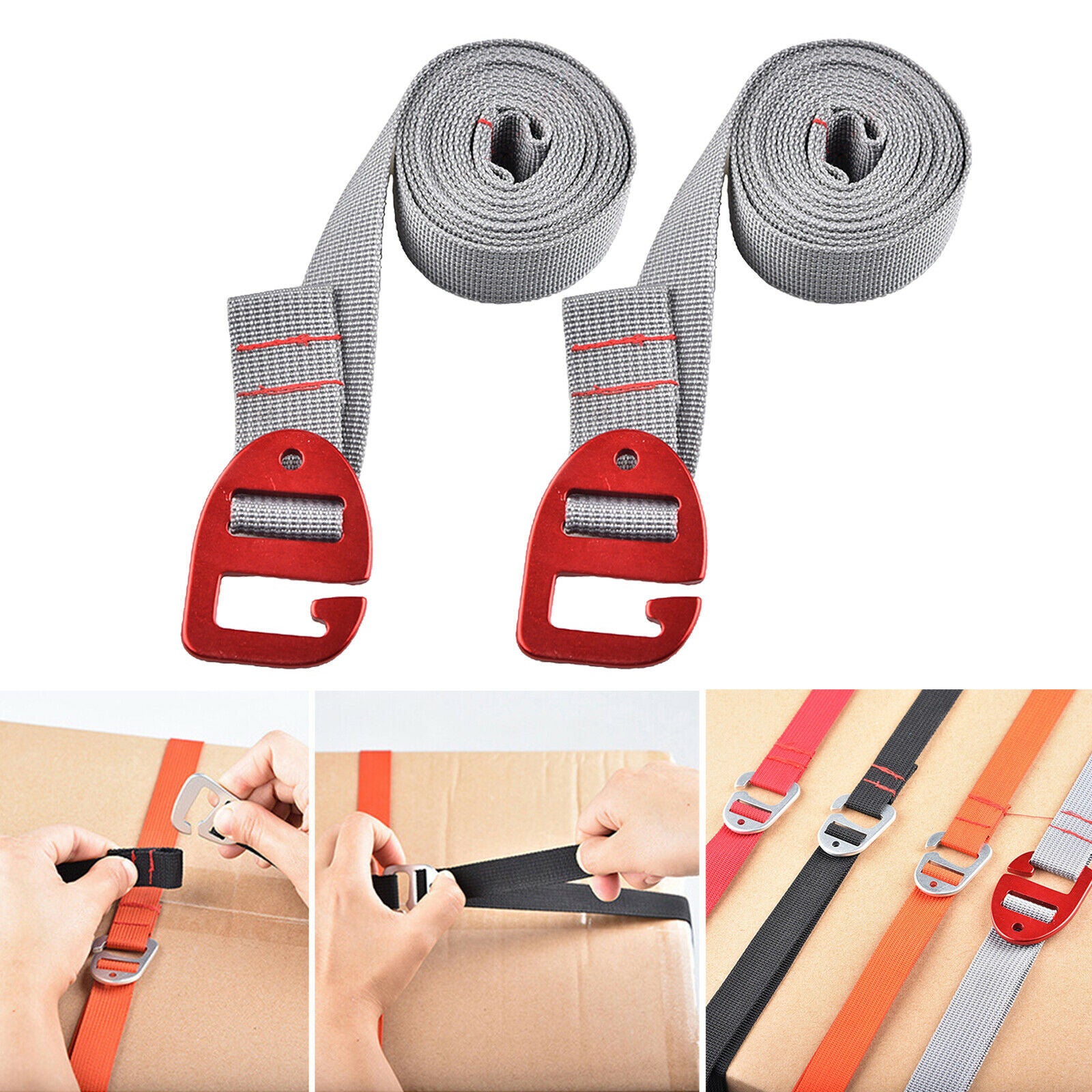 Luggage Strap Suitcase Packing Belt Flat Bungee Cord Lashing Straps 2m,Grey