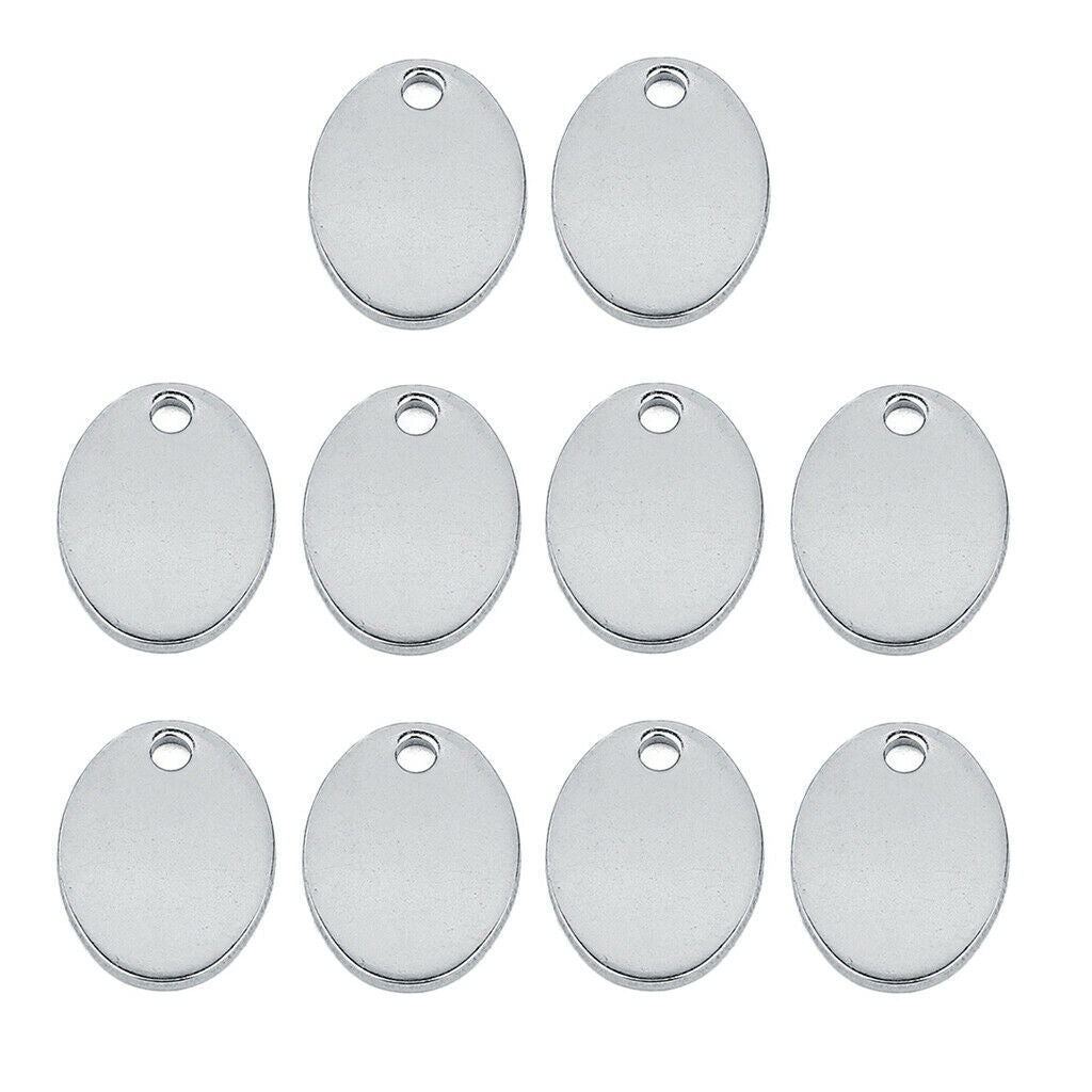 10pcs Oval Blank Stamping Tags Pendant Charms for Jewelry Making Bracelet