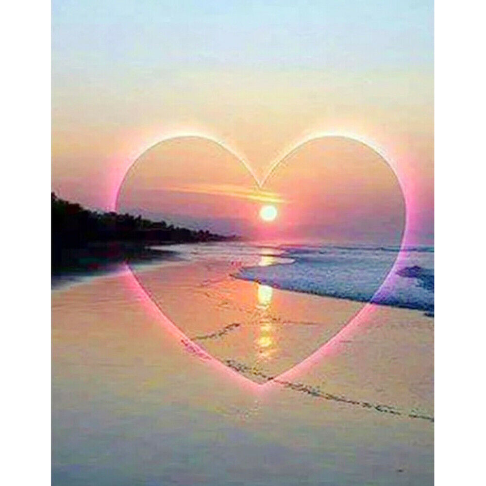 Full Round Drill Diamond Painting DIY Love Sunset Cross Stitch Embroidery @